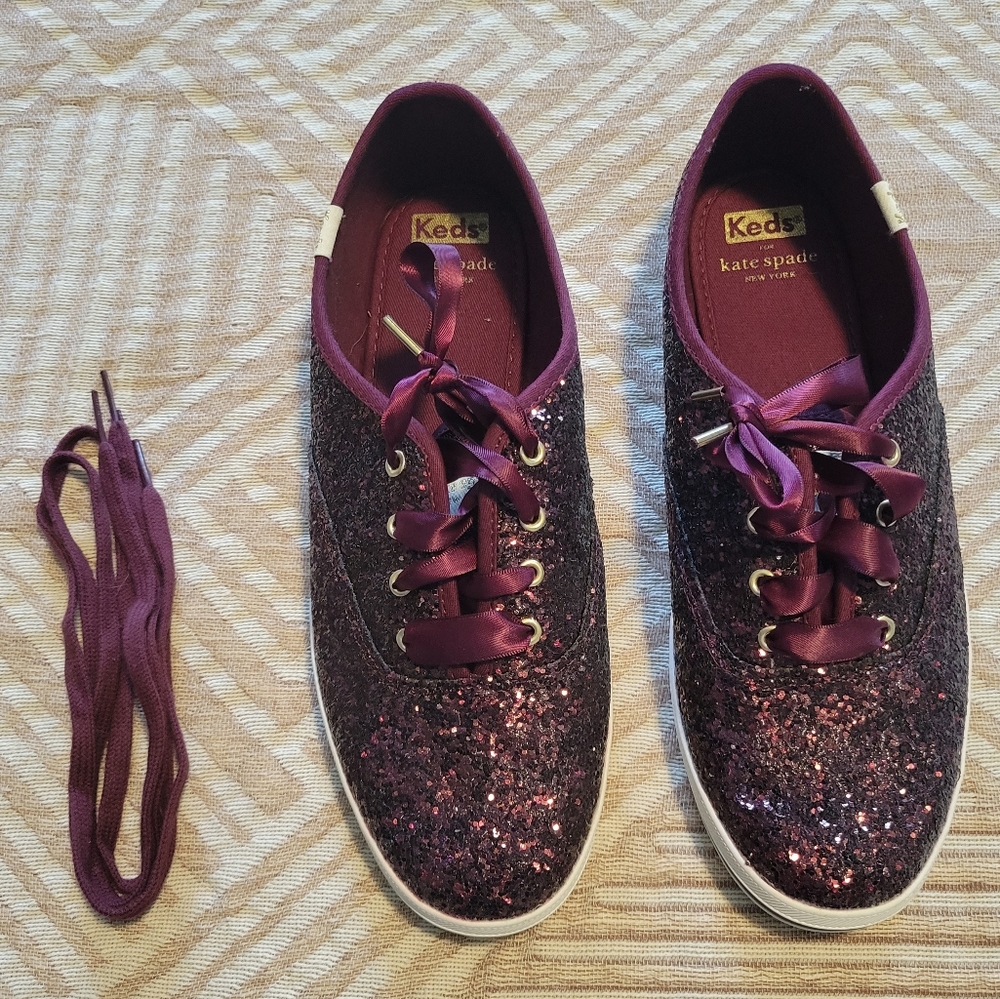 Burgundy Sparkly Keds by Kate Spade